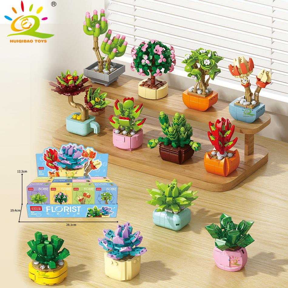 Non-Toxic Moc Flower Succulent Potted Model Building Block Diy Eternal Bouquet Home Desk Plant Decor Brick Children Gift Children Toy