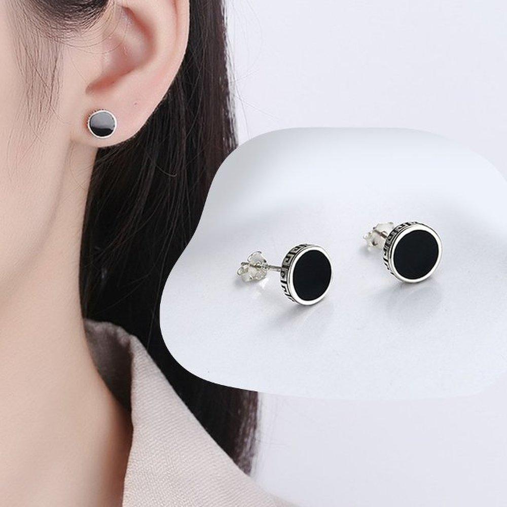 Sterling silver 925 earrings Indie Black Moon e004 daily earrings
