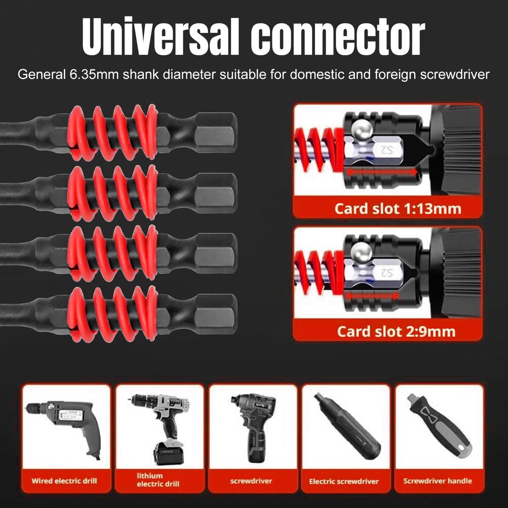 2Pcs 65/70/90/150mm Spring Magnetic Screwdriver Bits Hex Shank Phillips Anti-Slip Spring-Loaded Quick-Release Screwdriver Bit