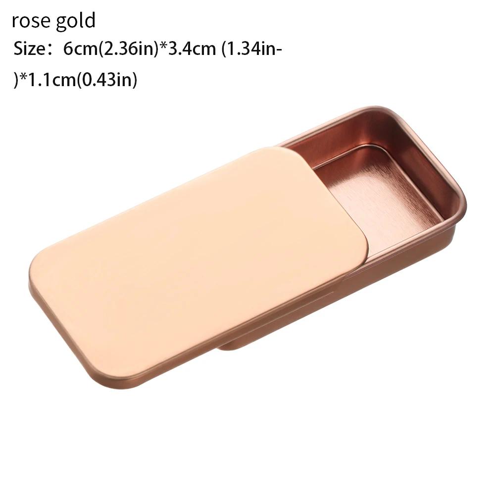 1 Stück Metall Rechteckig Leer Mini Blechdose Weißblech Schieben Süßigkeiten Pillendosen Behälter Glas mit Scharnier Kleine Organizer Aufbewahrungsbox