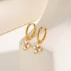 Luxury Zircon Four Leaf Flower Hoop Earrings for Women, Hypoallergenic Stainless Steel Charm Earrings, Party Jewelry Gift