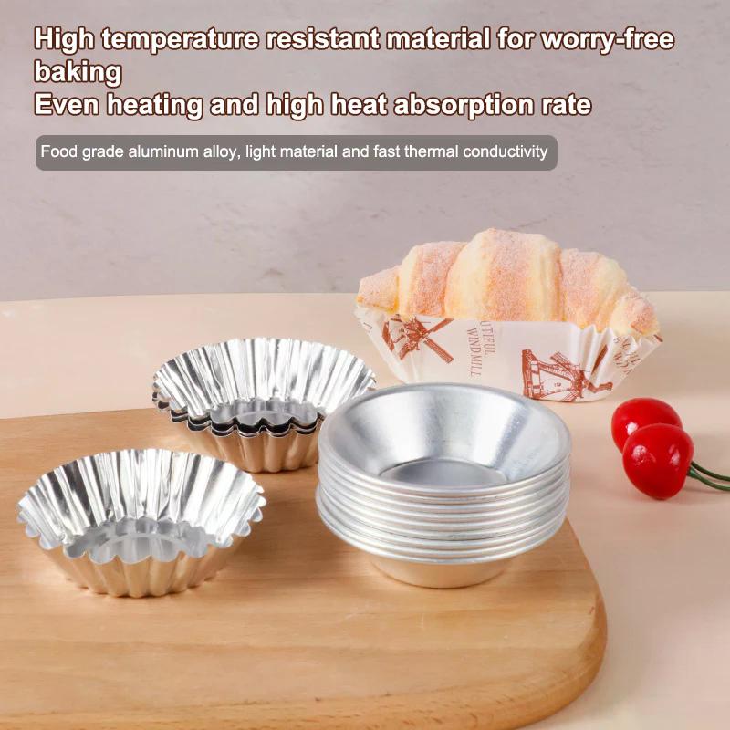 Återanvändbar Non-stick Äggtartsform Aluminiumlegering Blomma/Rund Form Cupcakeform Pudding Geléform Muffin Bakform Köksredskap
