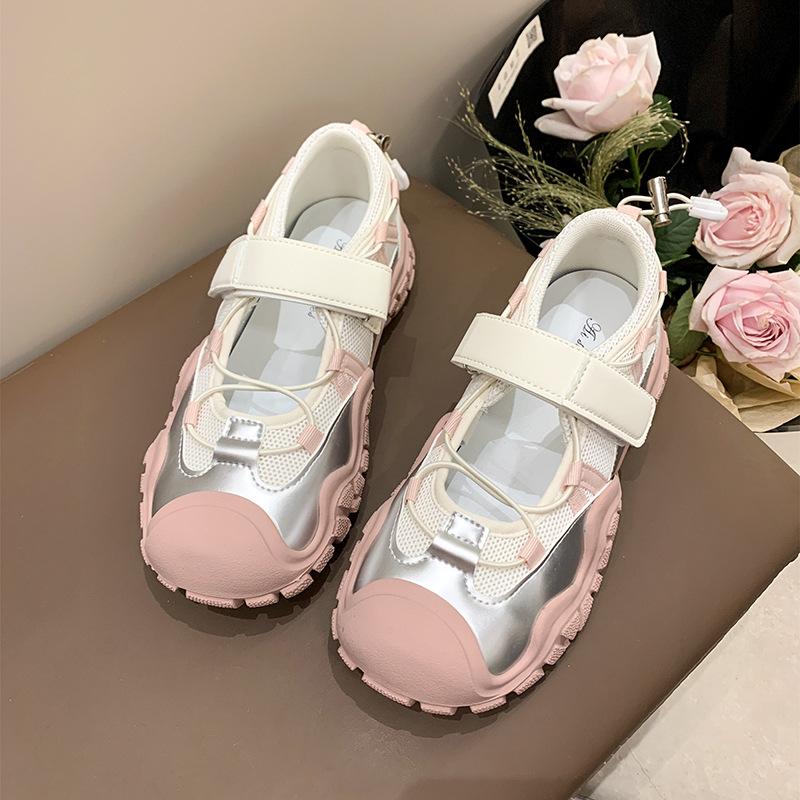 

Mesh breathable casual shoes children s fashion sports Velcro sandals dad shoes women s 2025 new versatile shoes 40 розовый