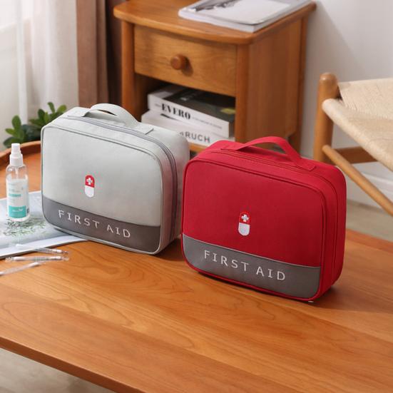 Emergency Storage Bag Large Capacity Compartmental Space-saving First Aid Kit Pill Organizer Pouch for Home