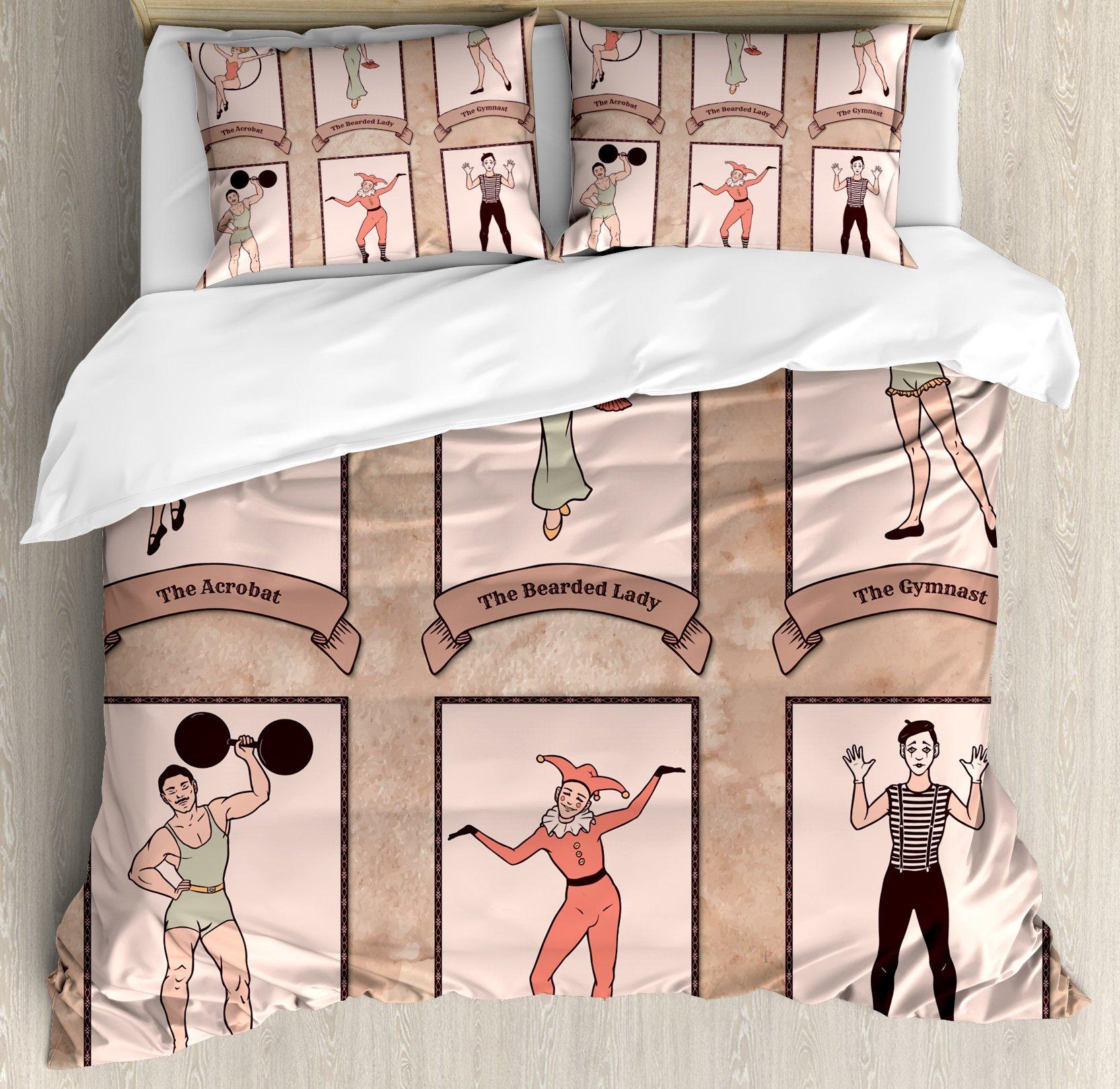 

Circus Animals Nautical Bedding Set 3pcs for Kids Teens Adult Room Decor,Boat Wave Comforter Cover Quilt Cover with Pillowcases EU Single(135x200cm)