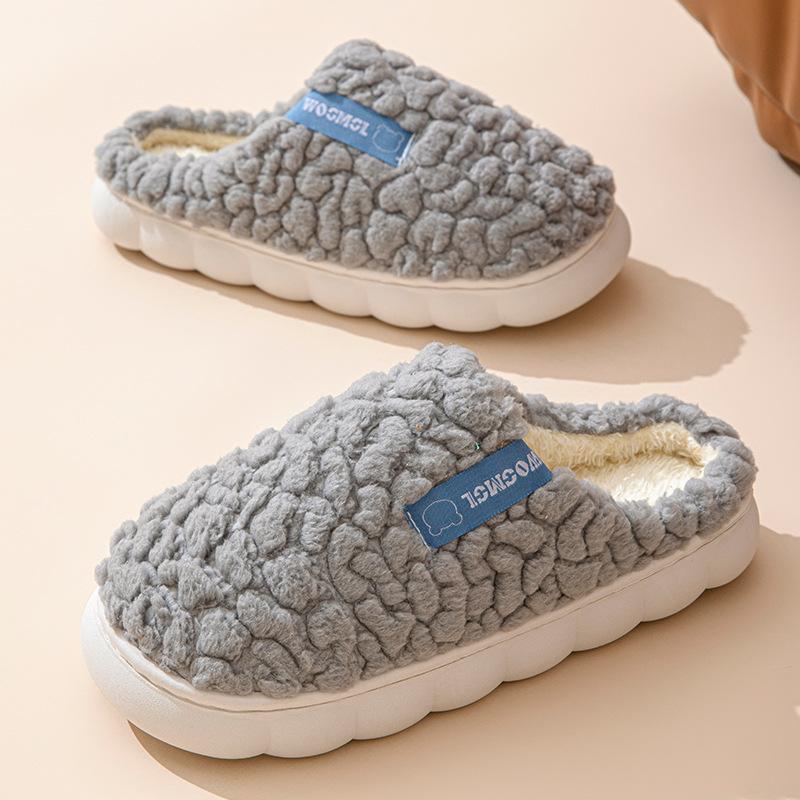 Cotton slippers women's winter new velvet warm slippers couple cotton shoes non-slip silent cotton mop slippers