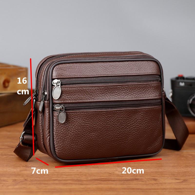 Genuine Cowhide Leather Men Travel Sling Bag Casual Shoulder Crossbody Bags for Male Casual Messenger Bag Satchel Bags