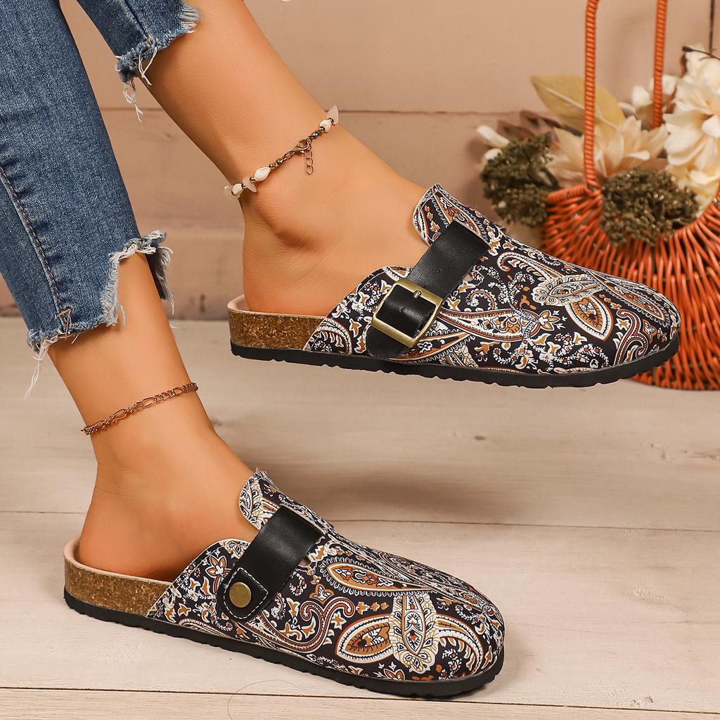 Women Baotou Slippers Outdoor Sandals Covered Retro Shoes for Women Platform Home Slides Women Fashion Bohemia Style Slippers