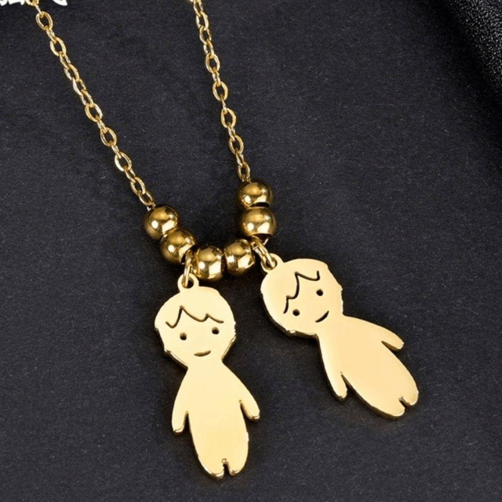 Stainless Steel Boy Girl Necklace Pendant Lover Necklace Choker Family Necklace Lovers