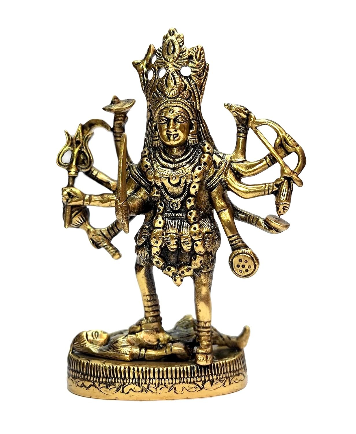 Pure Brass Goddess Kaali Mata, Kali Maa Murti, Religious Sculpture, Golden