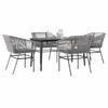 VidaXL Garden Dining Set Cushions 5 Pcs Grey Poly Rattan Glass 3334529