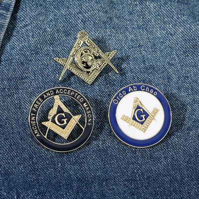 Vintage Hollow Freemason Emblem Brooches Masonic Symbols Pins Ancient Free And Accepted Masons Badge