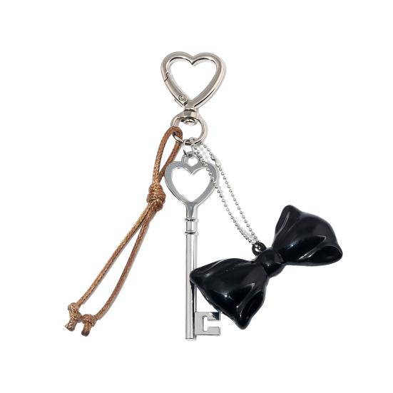 Heart Shape Bow Tie Keychain Pendant Lightweight Bag Charm Suitcase Backpack Wallet Keyring Fashion Accessory