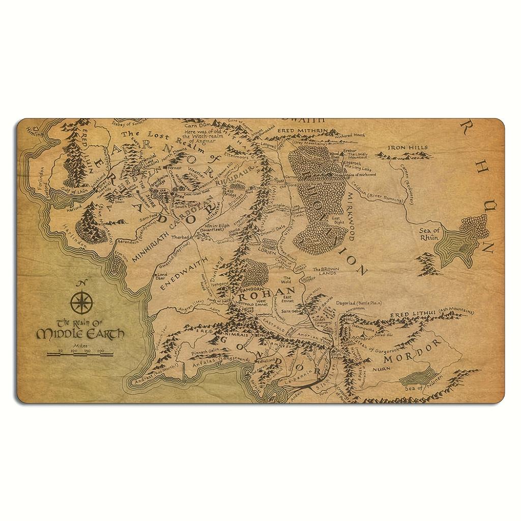 Middle Earth World Map Play Mat for Middle Earth Map Trading Card Game Middle Earth Mouse Pad Compatible Big Mousepepad Set Up