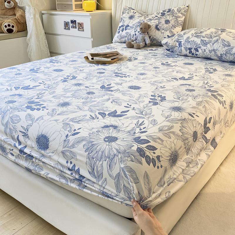 Small Fresh Floral Pattern,100% Cotton,Fitted Sheet With Deep Pocket 160x200,No Pillowcase,Soft Breathable,133x72 Fabric