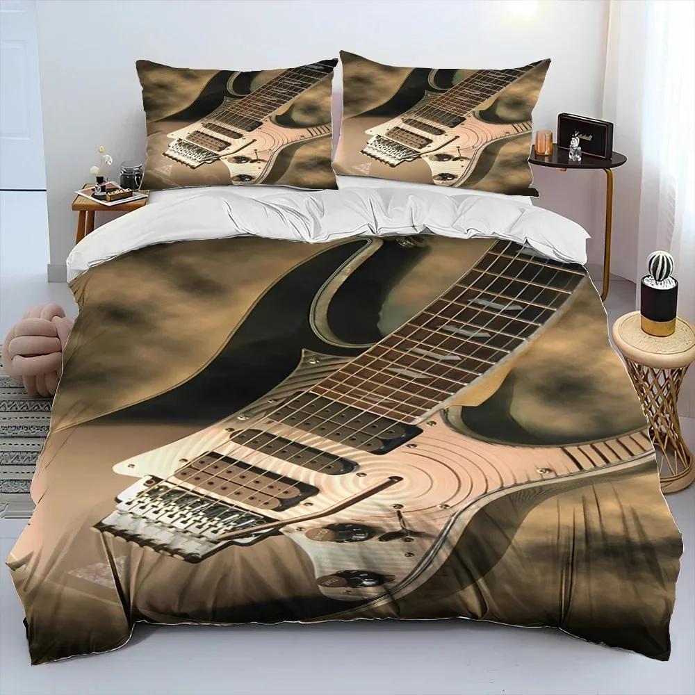Classical Guitar Electric Guitar Bedding Set Print With Pillowcase Bed Duvet Cover Soft Single Double Queen Super King Size