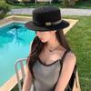 Sun Protection Straw Boater Hat Lightweight Flat Top Beach Hat Handwoven Sun Cap  Chic Travelers