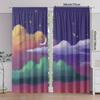 Set Of 2 Polyester Material Night Sky Star Moon Pattern Print Curtains Suitable Bedroom Living Room Sheer Made Sitting Window Treatment