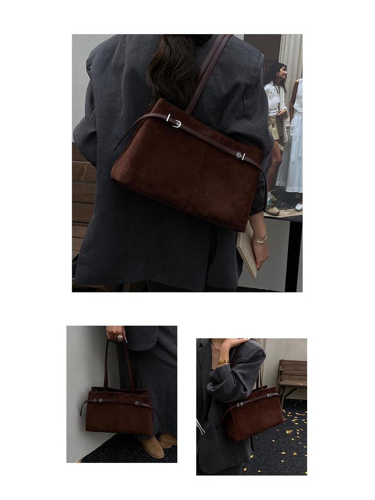 Retro Wildleder Damen Umhängetasche - Große Kapazität, Lässiger Pendlerstil