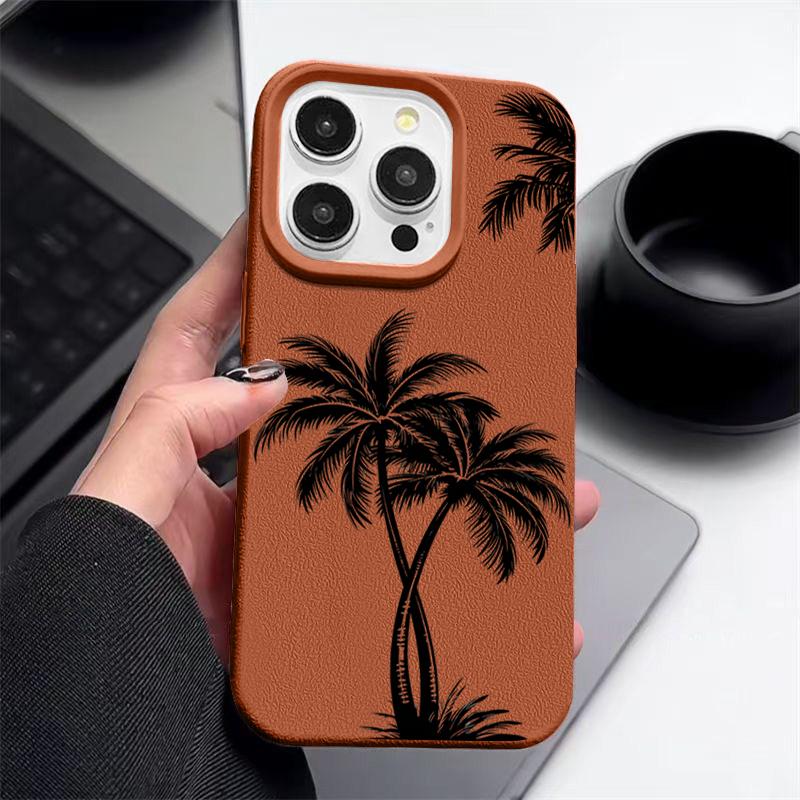 Für iPhone 16 Pro Max 16E 15 14 Pro 13 12 11 Handyhülle Kokospalmenmuster Schlank Weich TPU Sturzsicher Stoßfest Matt Bumper Cover