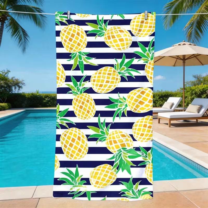 Frische Ananas Monstera Tropisches Blatt Strandtuch Weich Schnelltrocknend Sandfestes Handtuch Hawaiianischer Strand Pool Urlaub