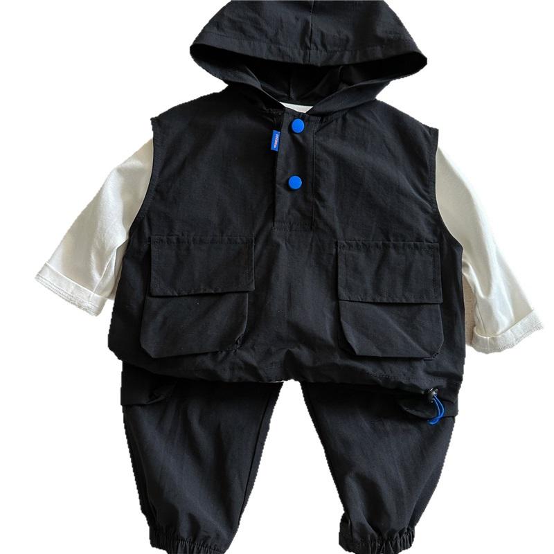 Boys' Autumn Suits, Boys' Baby Hooded Waistcoats, Bottoming Shirts, Tooling Trousers, Three-piece Suit