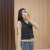 White goose down~ Popular slim-fitting and thin short down vest women's V-neck light and thin stacked down vest liner
