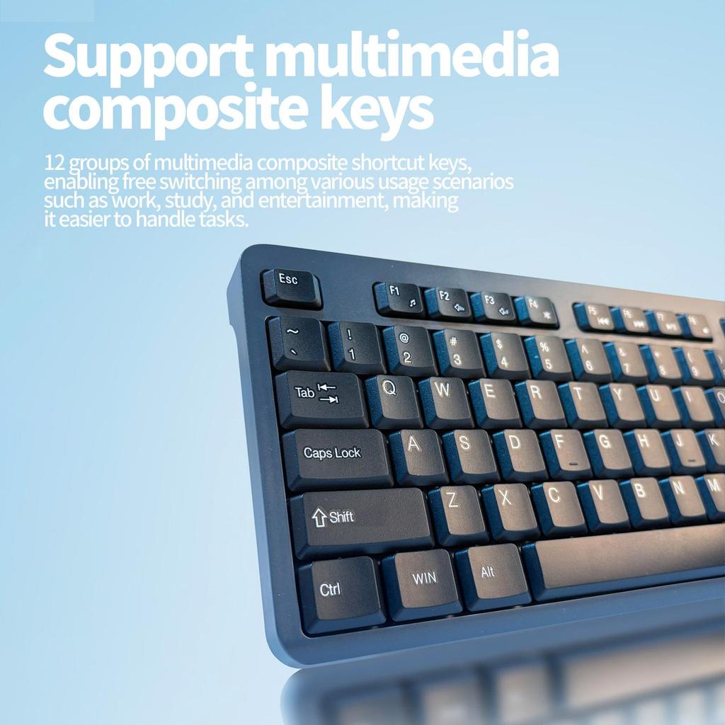 Tastatură wireless silențioasă cu 104 taste pentru birou și laptop - Compatibilă Windows/macOS/Chrome OS