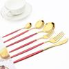 1pcs Dinnerware Mirror Stainless Steel Cutlery Set Red Gold Flatware Set Dessert Knife Spoons Forks Silverware Kitchen Tableware Set