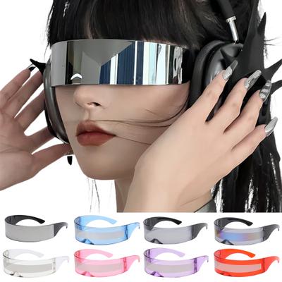 UV Protecting Glasses Frameless Design Science And Technology Style Foldable Shatterproof PC Material Lightweight for Parties Club Cosplay Cycling