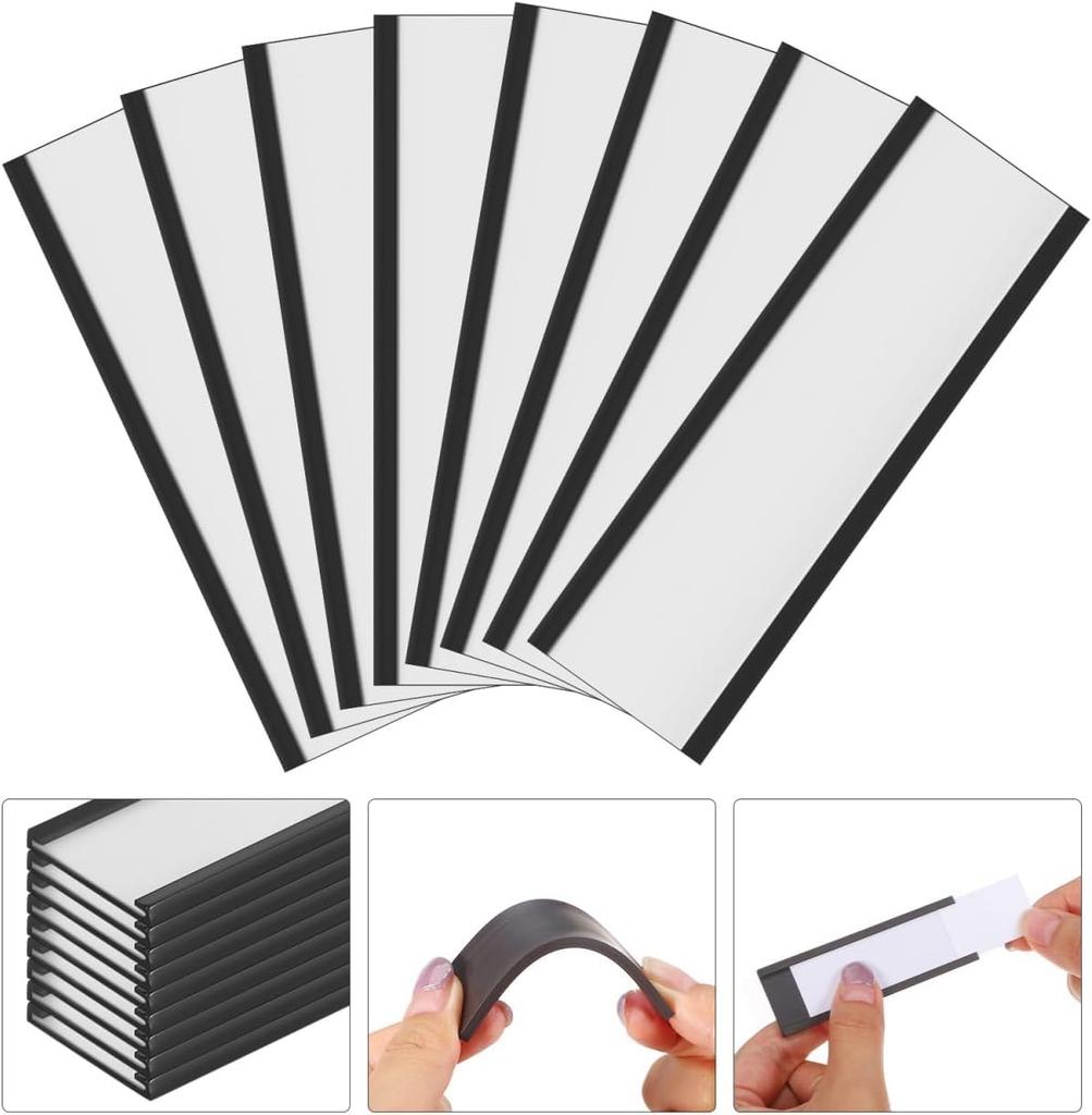 TOYMYTOY Magnetische Magnetische Etikettenhalter mit Magnetischen Datenkartenhaltern mit Schutzfolie und Papier für Metallregale und 76 x Packung mit 30 Etiketten,