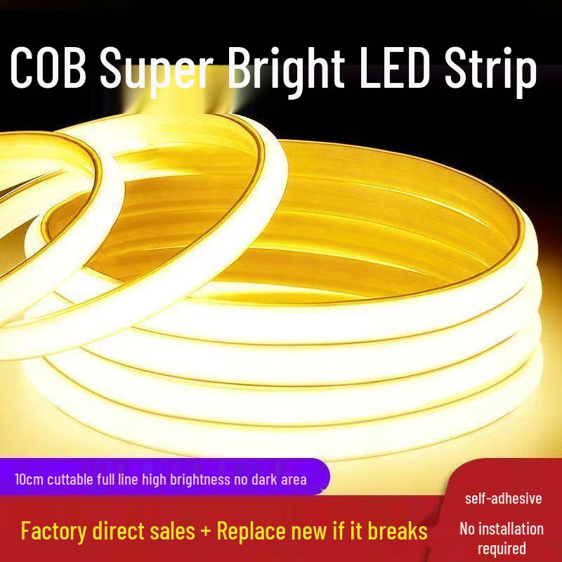 Waterproof 220V Silicone COB LED Strip Light - Bright, No Dark Spots, Indoor/Outdoor Use for Living Rooms