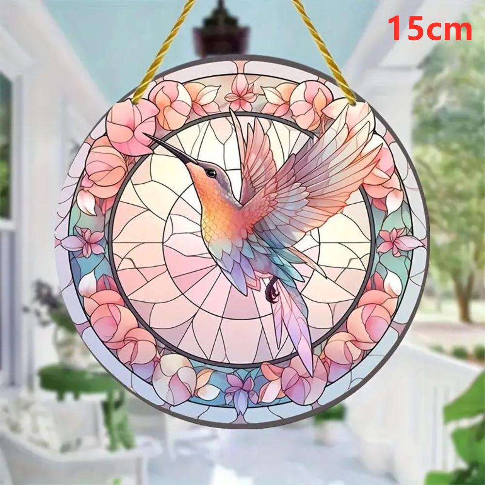 Acrylic Colorful Hummingbird Sun Catcher Rainbow Bird Wind Chimes Crafts Hanging Decor For All Seasons Home Garden Ornament
