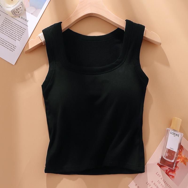 

Square Neck Ribbed Thermal Tank Top OneSize чёрный