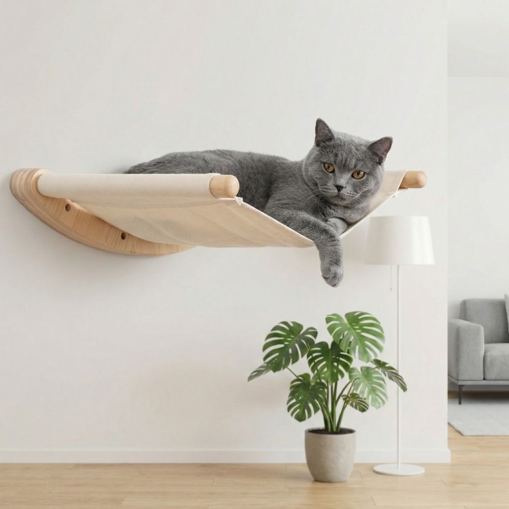 Cats Tree Wooden Cat Climbing Shelf Space Saving with Cushion Sisal Rope Cat Stairs Wear Resistant Cat Jumping Platform Playing