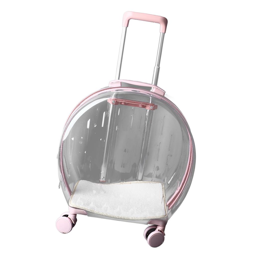 Cat Trolley Case Transparent Breathable Labor Saving Silent Moving Outdoor Rolling Pet Carrier for