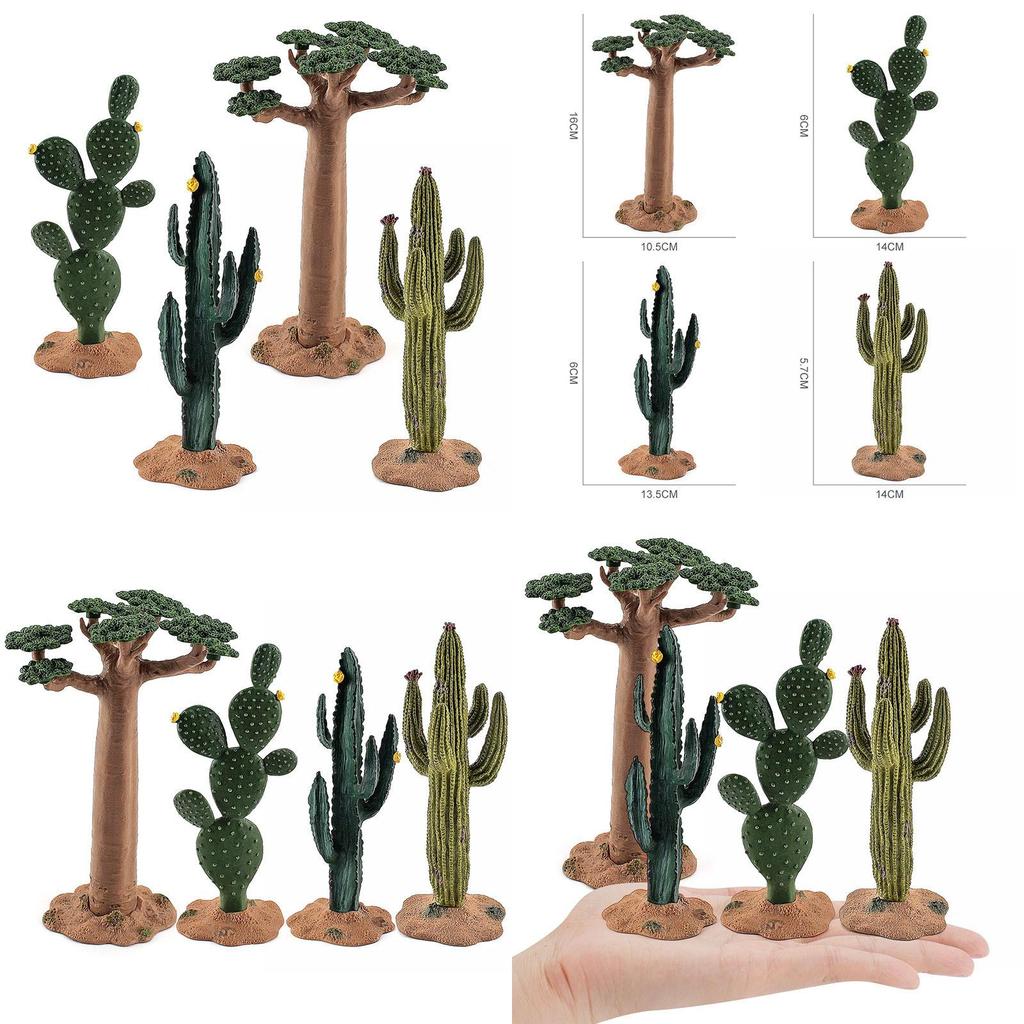 Realistic Pvc Animal Model Scene Decor Tropical Desert Trees Cactus And Baobab Tree Set