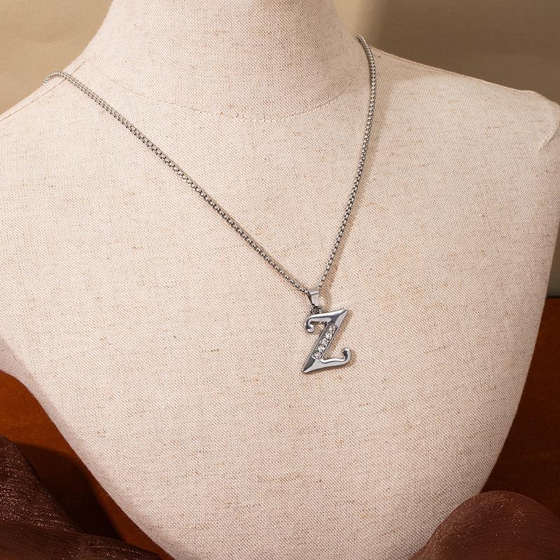 Shiny Rhinestone A-Z Letters Necklace Alphabet Initial Pendant Women Men English Letter Trendy Jewelry Gift
