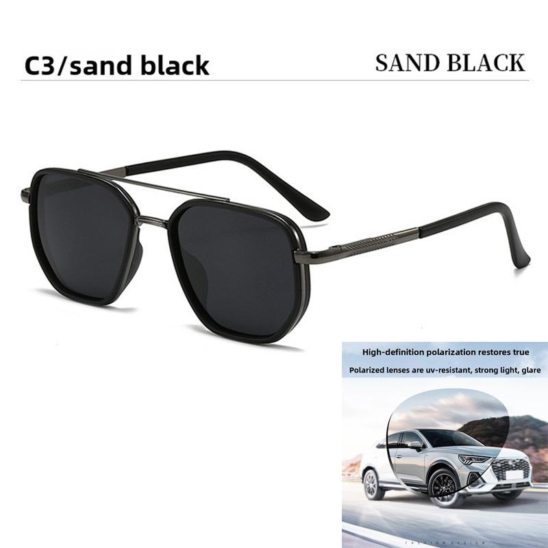 Polarized Sunglasses Men's Sunglasses, Driving Glasses Men's High-End Glasses UV Protection Metal Double-Beam Frame