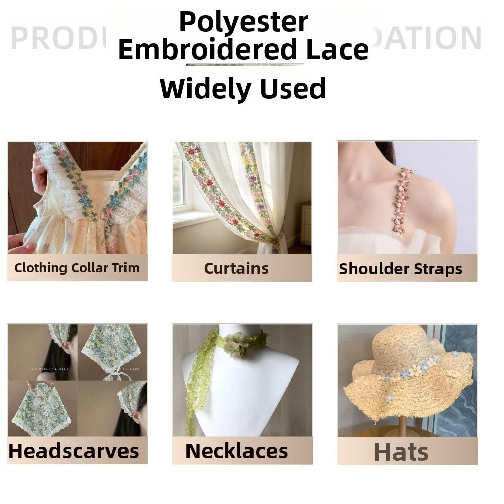 Water-soluble Flower Lace Trim 2cm Wide Small Floral Lace Embroidered Lace Trim  Sewing Projects