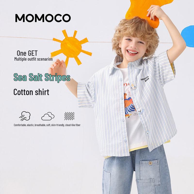 MOMOCO Boy s Striped Blue Short Sleeve Shirt 105