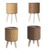 Supporto per piante in rattan intrecciato a mano, materiale ecologico giallo, robusto e durevole, design multilivello per uso interno ed esterno