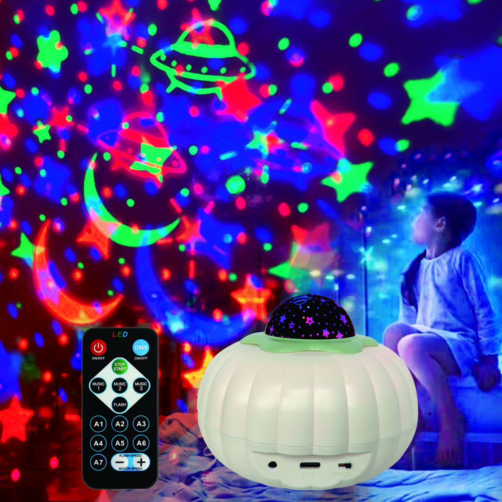 Water Ripple Pumpkin Projector LED Night Light Starry Sky Projection Ambient Lamp Desktop Decoration For Halloween Kids Gifts