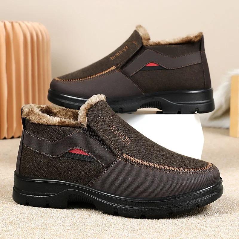 Fashion Men's Winter Cotton Boots Retro Thick-soled Non-slip Soft-soled Cloth Shoes Fashion Plus Velvet Warm Men Snow Ankle Boots 2025