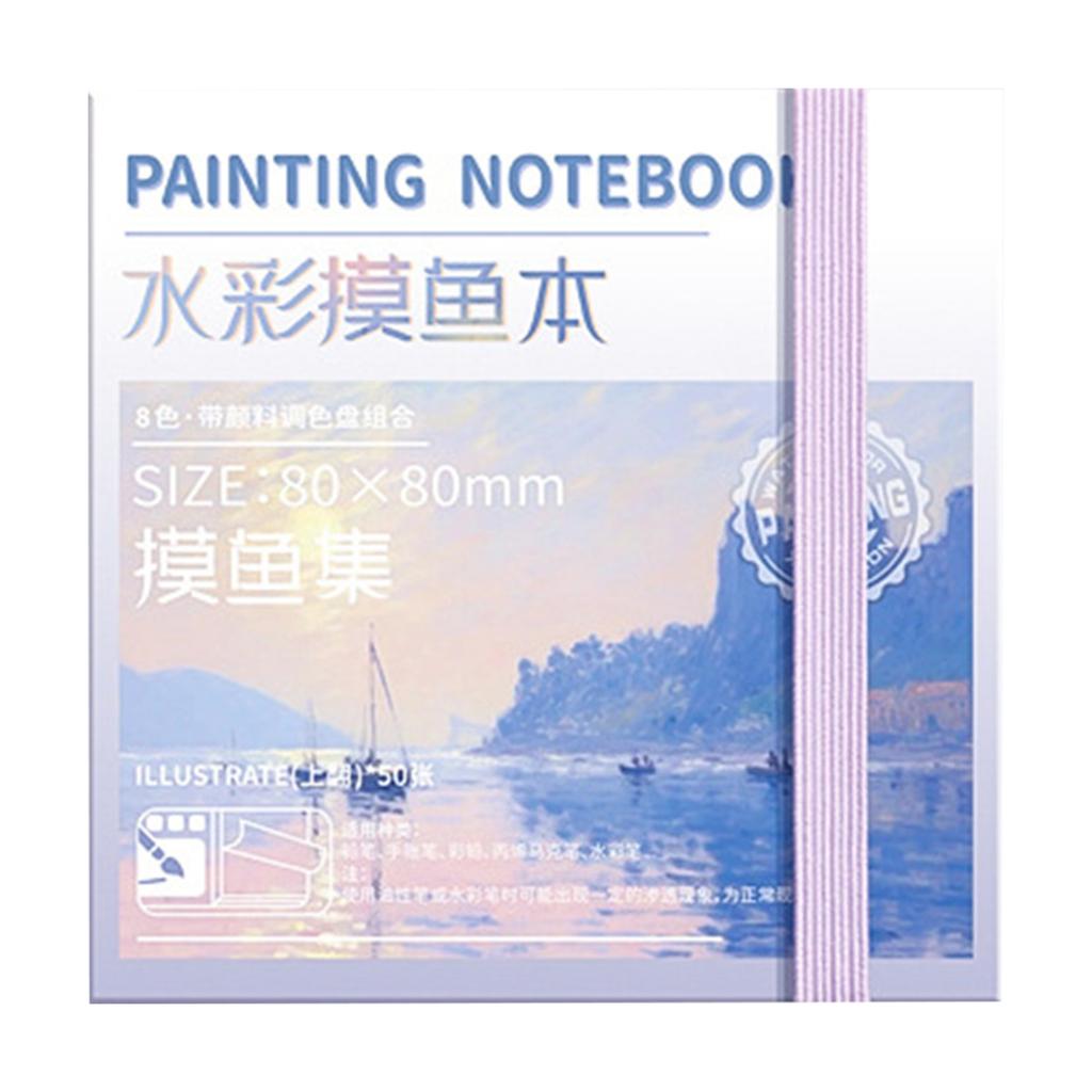 Portable Watercolor Sketchbook With 8/12 Well Paint Case Paint Mixing Tray 50Sheets Painting Notebook For Artist Student