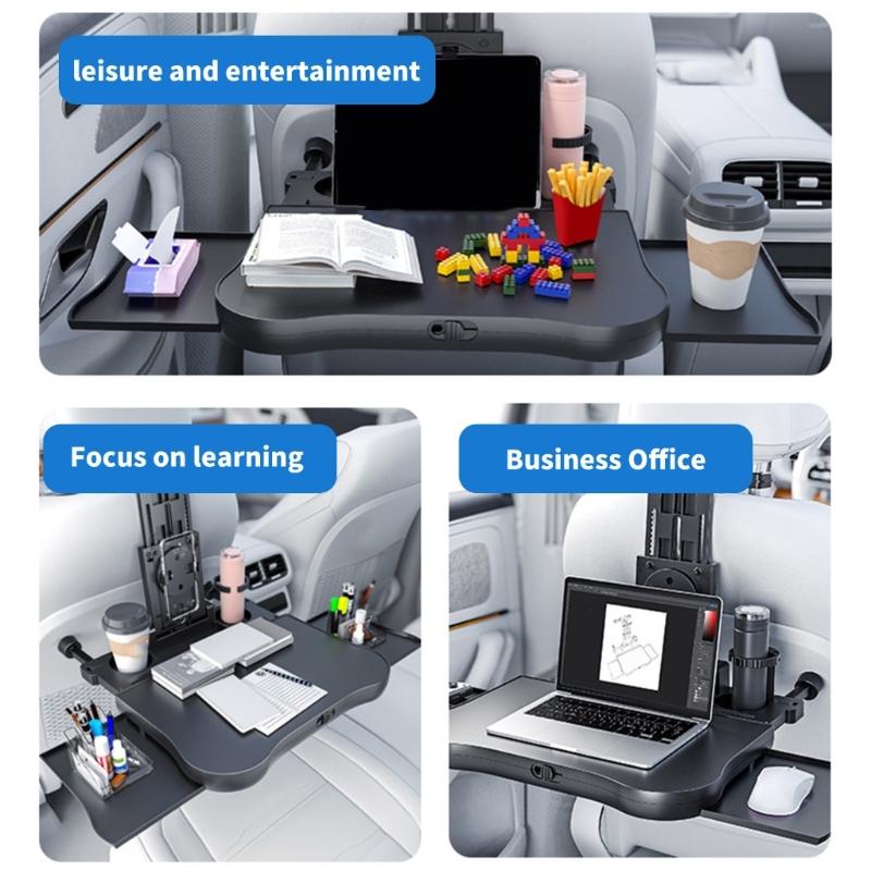 Adjustable Car Desk with Not Slip Surfaces & Storage Drawer Multiple Use Back Seat Organizers Simple Installs for Long Trip
