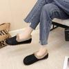 Winter beef tendon soft-soled women's retro fluffy shoes with plush and comfortable one-pedal lazy shoes