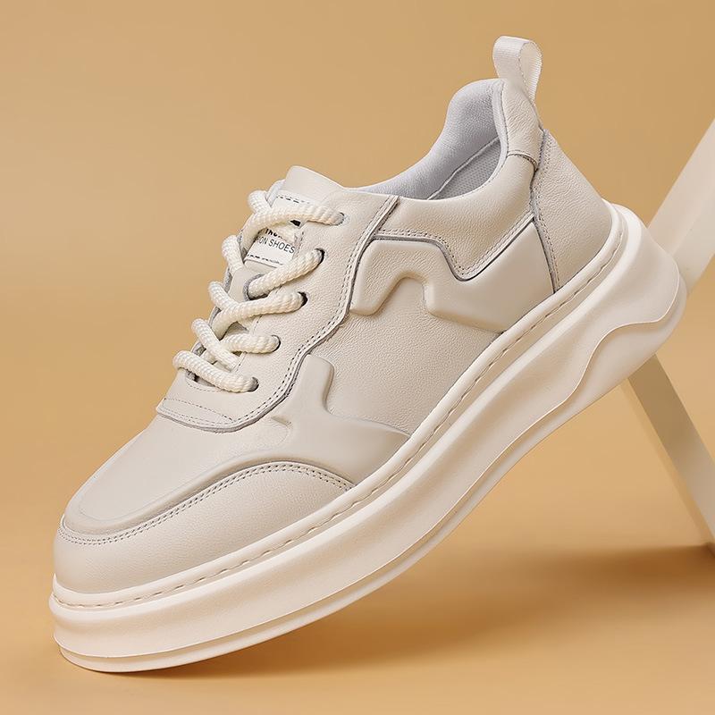 Trendy brand autumn new board shoes men's leather platform leisure sports white shoes men's shoes men's advanced sense ruffian handsome