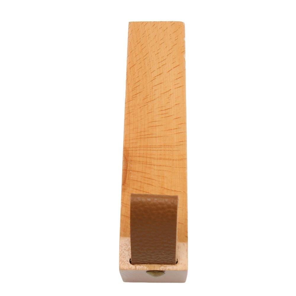 6pcs Compact Design Wooden Door Stopper Leather Strap Security Door Wedge Office Use