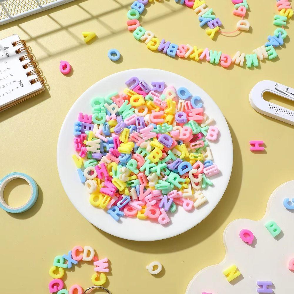 700Pcs Mixed Colors Letter Flat Beads Straight-Hole DIY Jewelry Beads Bulk Beads Necklaces